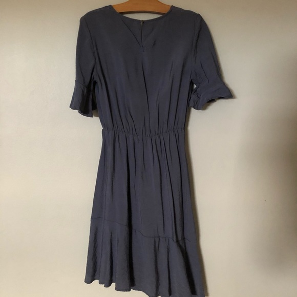 [donated] Mossimo Asymmetrical Hem Faux Wrap Dress in Dusty Blue - Picture 4 of 5